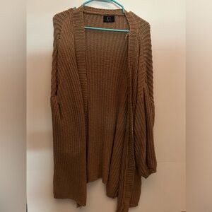 Brown puff sleeve sweater cardigan